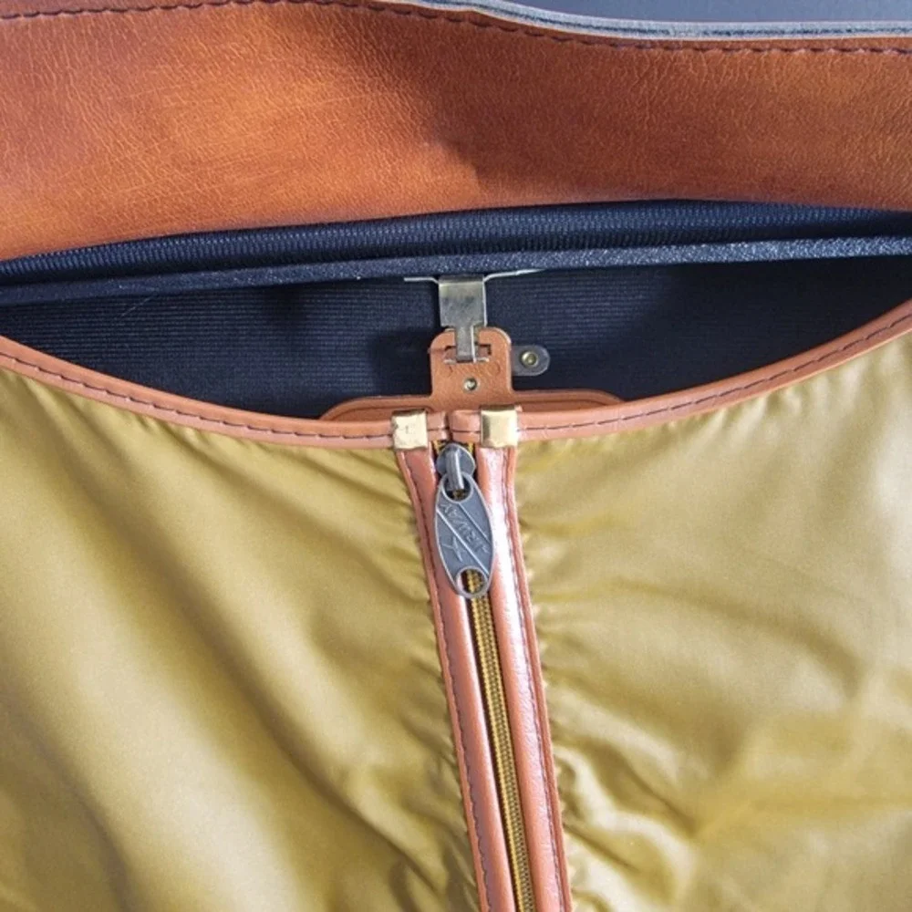 Vintage‎ Airway Luggage Garment Bag Leather Trim Suit Carrier Travel Luggage